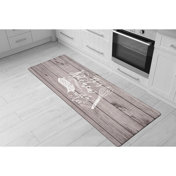 World Rug Gallery 'Seasoned with Love' Whisk Anti Fatigue Kitchen, Laundry Room, Comfort Indoor Mat, Door Mat - Gray 18"x47"