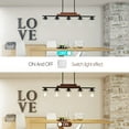 thumbnail image 4 of 37" Farmhouse Industrial 5-Light Kitchen Island Pendant Light, Metal Wood Chandelier with Clear Glass Shades, Adjustable Height Hanging Fixture for Dining Room, Living Room, Kitchen (No Bulbs), 4 of 8