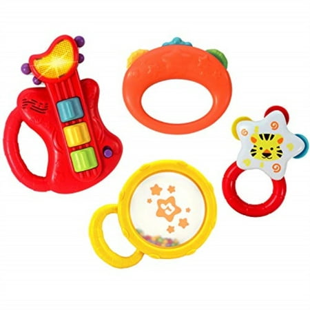 KiddoLab Musical Kids Instruments Set with Electric Toy Guitar and Rattles. Toys for Early Development, Music Educational