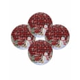 thumbnail image 7 of 13 Inch Round Placemats Set of 4, Red Plaid Snowman Christmas Non Slip Heat Insulation PP Table Mats, Snowflake Red Truck Xmas Tree Gifts Washable Place Mats for Kitchen Dining Party Table Decor, 7 of 7