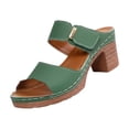 thumbnail image 3 of Willtoo Women's Chunky Block Heel Sandals - Open Toe Slip-On Ankle Strap Slides with Adjustable Buckle, for Casual & Evening Wear Green US-9（EU-42）, 3 of 3