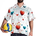 thumbnail image 4 of Valentine's Day Love ECG Men's Short Sleeve Poplin Shirt, Casual Printed Button Down, Summer Beach Hawaiian Shirts, Unisex, 4 of 6
