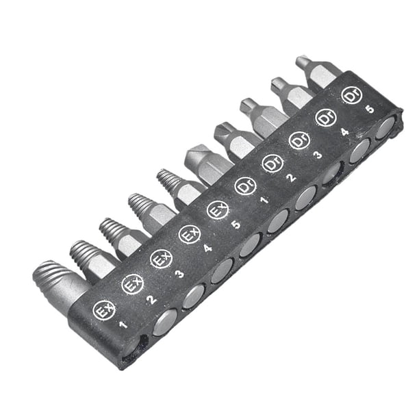 Juego De Accesorios De Destornilladores 10 En 1 Juego De Destornilladores De Impacto Duro Con Puntas De Extractor De Tornillos De Cabeza Rota Oxidada Dañada De Alta Velocidad Con Soporte De Puntas De Vogacara TO002759-00