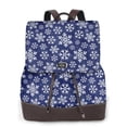 thumbnail image 1 of Balery Snowflakes On Dark Blue Mochila de Cuero para Mujeres, Gran Capacidad, Bolsa de Viaje Multifuncional, Mochila de Cuero y Bolsa de Hombro para Mujeres, 1 of 4