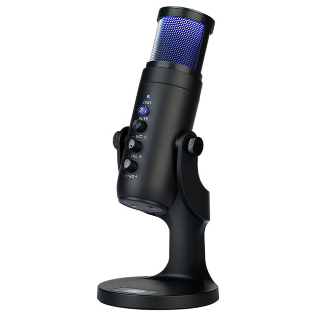 Tholdsy Micrófono de condensador tipo c Micrófono ajustable RGB Accesorios para PC de escritorio Cables de audio/vídeo
