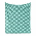 thumbnail image 1 of Retro Soft Flannel Fleece Blanket, Aqua Colored Monochrome Checked Pattern Geometric Diagonal Striped Tile Design, Cozy Plush for Indoor and Outdoor Use, 60" x 80", Turquoise Ivory, by Ambesonne, 1 of 6