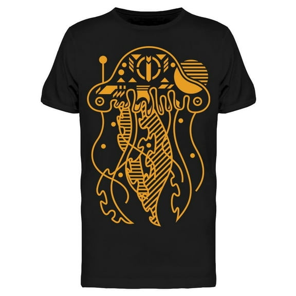 Orange Jellyfish Line Art Style T-Shirt Men -Image by Shutterstock, Male 3X-Large