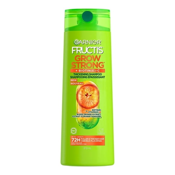 Garnier Fructis Grow Strong Thickening Shampoo for Fine Hair, with Vitamin C, 370 mL