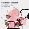 thumbnail image 3 of Hagaday Baby Stroller, 2-in-1 Reversible Stroller with Bassinet Mode, Foldable Infant Stroller with Canopy, One Button Brake, Adjustable Handle, Newborn Stroller (Pink), 3 of 5