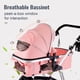 thumbnail image 3 of Hagaday Baby Stroller, 2-in-1 Reversible Stroller with Bassinet Mode, Foldable Infant Stroller with Canopy, One Button Brake, Adjustable Handle, Newborn Stroller (Pink), 3 of 5