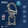 thumbnail image 2 of Five Oceans Stainless Steel 5-inch Jaw Swivel Eye Snap Shackle, 2 of 7