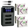 thumbnail image 1 of Kastar 4 Pack Battery and LCD Triple USB Charger Compatible with Pentax D-LI78 DLi78 Battery, Pentax D-BC78 Charger, PENTAX Optio L50 Optio M50 Optio M60 Optio S1 Optio V20 Optio W60 Optio W80 Cameras, 1 of 5