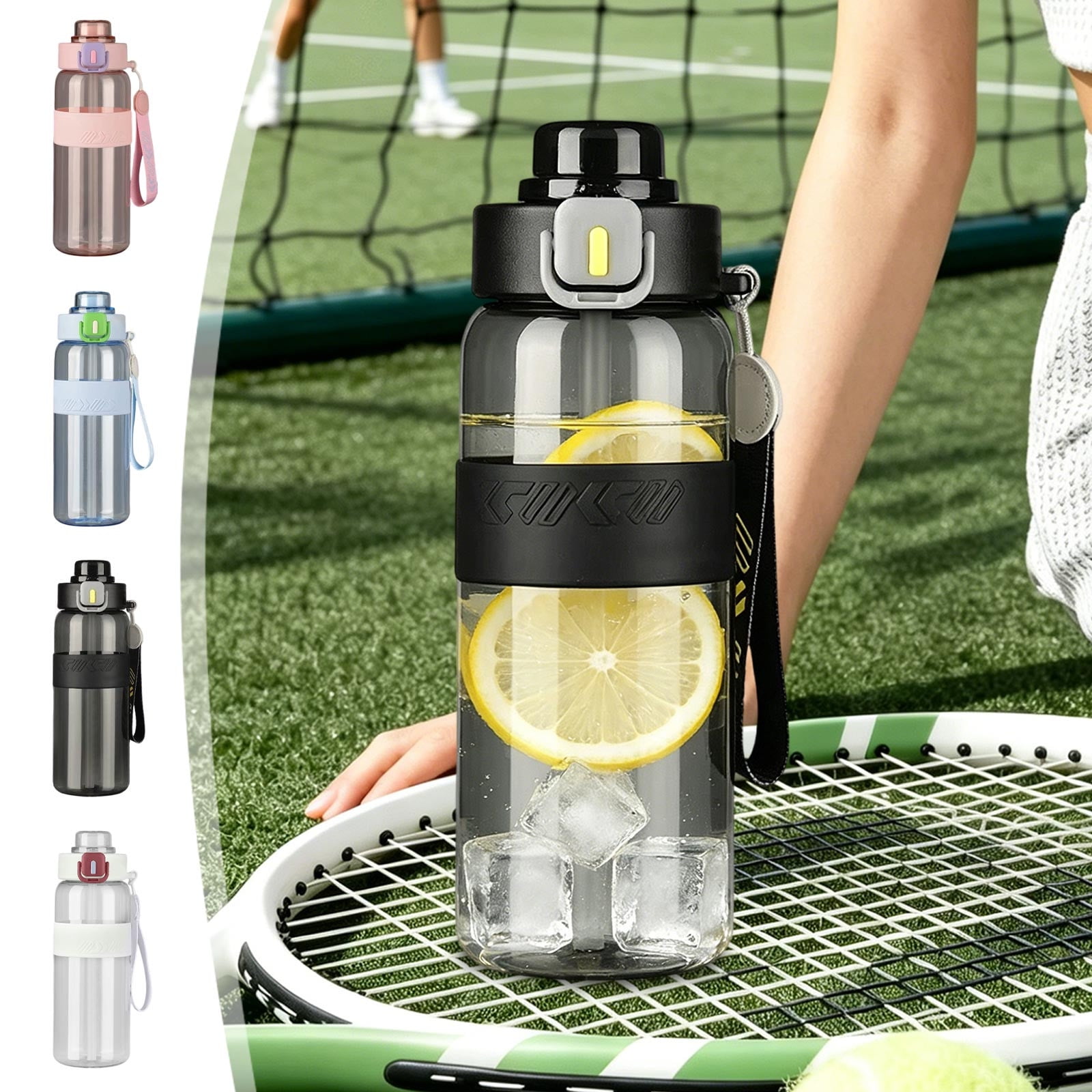 Large Capacity Sports Water Bottle Shatterproof Straw Cup with Dual Drinking Spout Leakproof Bottle for Gym Hiking School