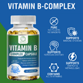 thumbnail image 4 of Vitamin B Complex Capsule (B12, B1, B2, B3, B5, B6, B7, B9, Folic Acid & Biotin), Reduce Stress & Supports Energy, Immune & Nervous System Support, 120 CT, 4 of 6