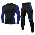 thumbnail image 4 of Handshe Men's Compression Training Sport Suit, High-Stretch Long Sleeve Round Neck Color Blocked Athletic Set for Workout Running High-Intensity Training,Plus Size, 4 of 9