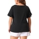 thumbnail image 3 of Blusas de verano casual para mujer Agnes Orinda, con cuello redondo y mangas con volantes, camiseta de talla grande 4X negra, 3 of 5