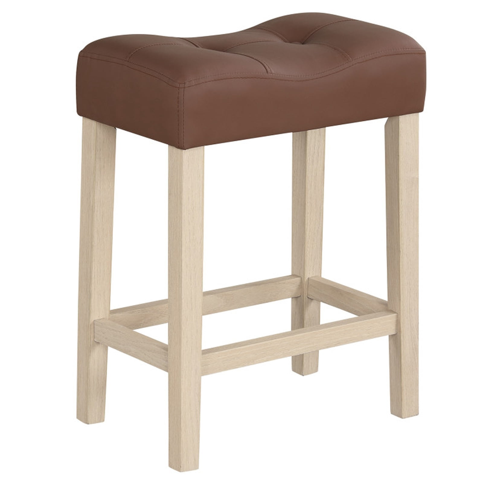 Furnibear Set of 4 Upholstered Counter Height Bar Stool with Curved Saddle-Seat for Kitchen Island Counter Bar Pub Dining Home, Natural