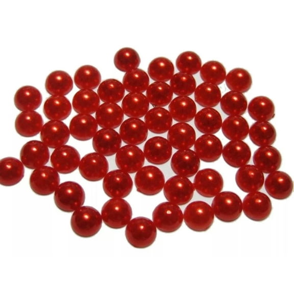 U8MO 1000 Red Flatback Half Pearl Bead 6mm Flat Back Scrapbook Craft
