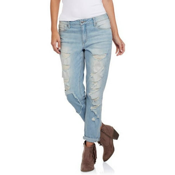 Women's Deconstructed Girlfriend Fit Jeans with Comfort Stretch