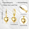 thumbnail image 3 of Pendientes ALEXCRAFT en forma de corazón dorado y plata de ley para mujer, 3 of 7