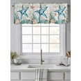 thumbnail image 4 of Coastal Starfish Curtain Valances for Windows, Ocean Coral Starfish Nautical Map Kitchen Valance Window Treatment, Light Filtering Block Curtains for Bathroom/Bedroom/Living Room 42'' x 12'', 4 of 9