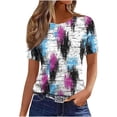 thumbnail image 2 of Xdegoge T Shirts for Women Short Sleeve Crewneck Casual Boho Vintage Vibe Regular Fit All Over Floral Botanical Print Graphic Soft Comfy Breathable Flowy Summer Spring Tops, 2 of 4