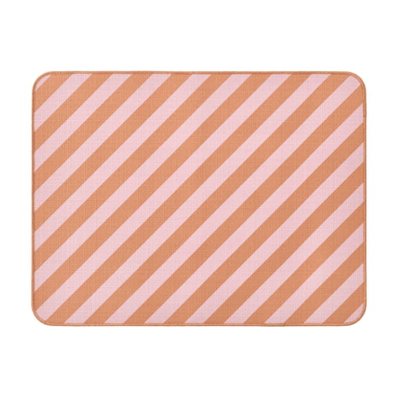 Beautiful Printed Stripe Dish Drying Mat by Drew Barrymore, Coral Rose, 24"Wx18"