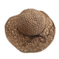 thumbnail image 2 of HuangHuanChen Summer Beach Sun Straw Hats for Women Wide Brim Packable Travel Bucket Hats UPF 50+ Hollow Out Wide Brim Hat Versatile Elegant Woven Straw Sun Hat Khaki A, 2 of 5