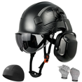 thumbnail image 1 of Hard Hats For Men,Hard Hat With Visor,Shard Hat Ear Protection,Helmet Ear Protection,Lift Hard Hat,White Hard Hat,Contains Helmet Lining,Cut-Resistant Gloves,Suitable for Forestry And Arborist Work, 1 of 6