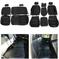 Kojem Full Set Seat Covers Artificial Leather Compatible with 2014-2018 Chevrolet Silverado LT Double Cab Black
