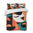 thumbnail image 2 of Color Block King Size Down Alternative Comforter, Lightweight Comforter Quilt Bedding Set with Pillow Shams Orange Teal Black Contemporary Abstract All Seasons Bed Comforter Duvet Insert 96"x106", 2 of 7