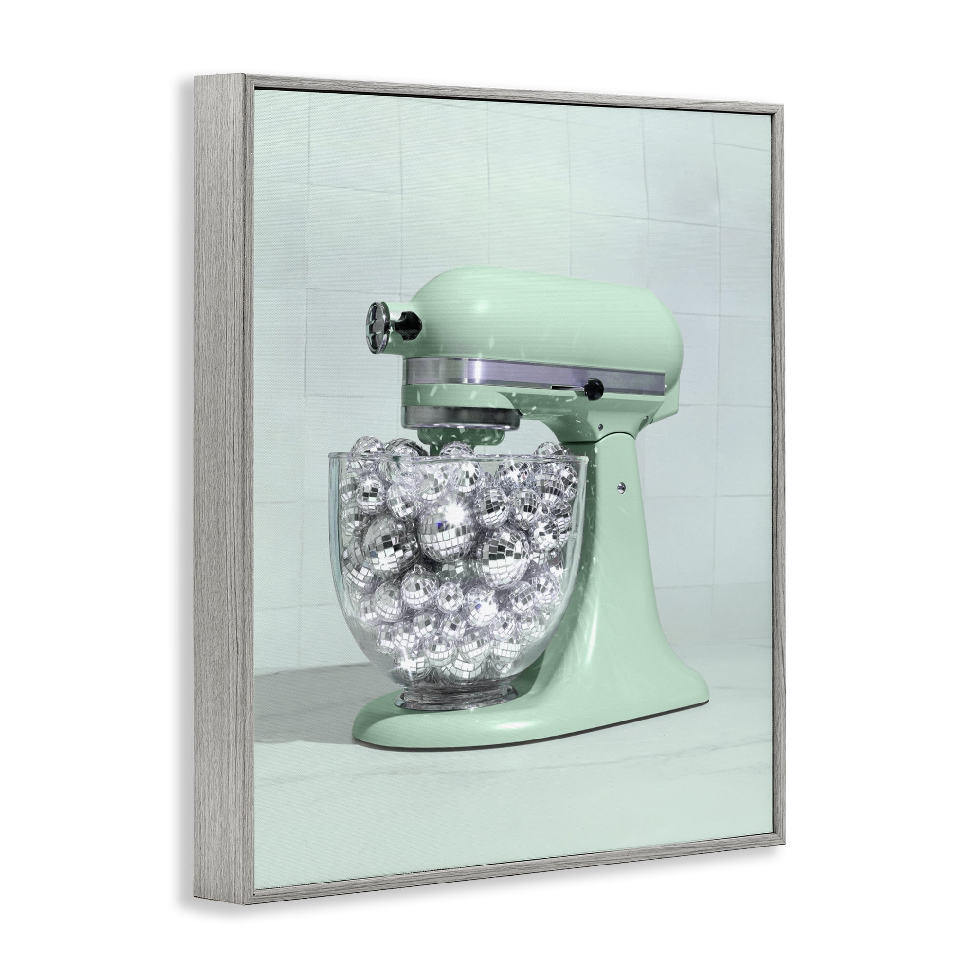 Stupell Industries Disco Kitchen Mixer over Green Gray Framed Giclee Art, design by LISH Creative