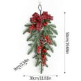 thumbnail image 2 of 2 Pcs Christmas Swags Christmas Teardrop Swag Winter Swag Teardrop Ornament Xmas Swag Wreath Decorative Props Pendant Wall Hanging with Frosted Pine Red Berries Red Bow for Front Door Decor, 2 of 7