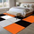 thumbnail image 5 of Orange Black Patchwork Area&nbsp;Rug 6x9ft Abstract Geometric Art Non-Slip&nbsp;Washable Square&nbsp;Rugs Soft Felt Indoor Floor Mat for Bedroom Kitchen Living Room Bathroom, 5 of 9