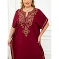 thumbnail image 5 of Edolynsa Plus Size Moroccan Kaftan Dress for Women Embroidery Caftan Tunic Maxi Beach Dresses Bathing Suit Cover up Sleepwear, 5 of 9