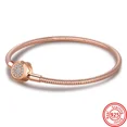 thumbnail image 4 of New Sterling Silver Crown Heart T-Bar Padlock Shiny Clasp Snake Chain Rose Gold Charms Bracelet DIY Making Luxury Jewelry, 4 of 5