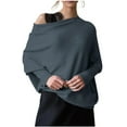 thumbnail image 4 of Clothing 2025 Delayuji Womens Pullover Sweaters Light Weight Sweaters for Casual Tops Winter Knit Drop Shoulder Sweater Fall Jumper Tunics Pullover Sweaters for Women Gray One Size, 4 of 7