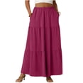 thumbnail image 6 of WQNVRNR Maxi Skirt for Women- Long Flare A-Line Vacation High Waist Pleated Flowy Skirt with Pockets Hot Pink Size 2XL, 6 of 7