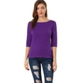 thumbnail image 1 of CamiseAjustaCon Cuello Redondo Y Mangas Al Codo PaMujer Morado oscuro S, 1 of 6