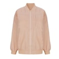 thumbnail image 6 of ClodeEU Womens Long Sleeve Baseball Jacket,Warm Windproof Zipped Jacket, Stand Collar Loose Coat Tops Beige,Womens Plus S, 6 of 8