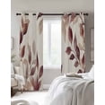 thumbnail image 3 of Eucalyptus Leaves Blackout Curtains 45 Inches Long for Bedroom, Brown Spring Botanical Aesthetic Thermal Insulated Room Darkening Black Out Window Curtain Panels Grommet Drapes for Living Room, 3 of 8