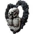 thumbnail image 5 of Corona de pareja de calaveras con colgante de rosa negra, decoración adecuada para, 5 of 5