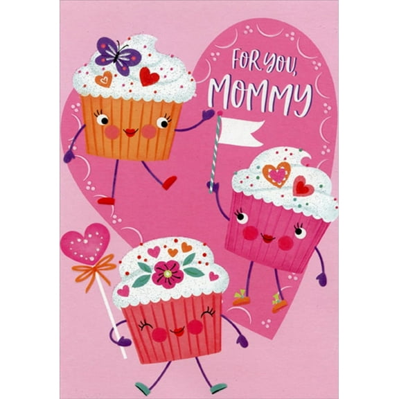 Designer Greetings Three Cute Cupcakes Juvenile Birthday Card for Mommy