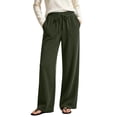 thumbnail image 2 of Sokhug Women Ribbed Knit Wide Leg Pants Drawstring Elastic Waist Casual Trousers With Patch Pockets Casual Solid Color Lounge Trousers, 2 of 7