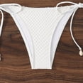 thumbnail image 6 of Mceream Women's High Waisted Drawstring Adjustment Bikinis Gathering Swimsuit Split Set White M, 6 of 8