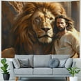 thumbnail image 4 of Chilfamy Jesus And Lion Tapestry Wall Hanging Lion Religious Scripture Decor - African Lion Wall Tapestry Bedroom Living Room ​dorm Wall Art Backdrop Home Decor Painting, 4 of 6