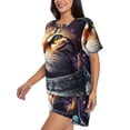 thumbnail image 2 of Daiia Astronaut Cat Pattern Womens Pajama Sets Short Sleeve Pajamas for Women Sets Soft Lounge Sets Casual Round Neck Sleepwear PJS-Large, 2 of 7