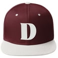 thumbnail image 2 of Daxton Classic Snapback Hat 3D Capital Alphabet Letters Flat Bill Visor Cap, Burgundy White Hat White Letter D, 2 of 3
