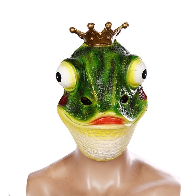 Máscara 3D de rana con corona para Halloween, fiesta de cosplay para adultos, color verde