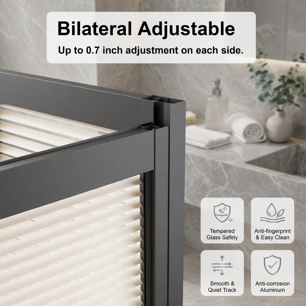 Hommoo Framed Bi-Fold Pivot Shower Door 30" W x 72" H, Aluminum Folding Shower Enclosure with 1/4" Tempered Glass, Reversible Left/Right Installation & Leak-Proof Magnetic Seal, Black & Transparent